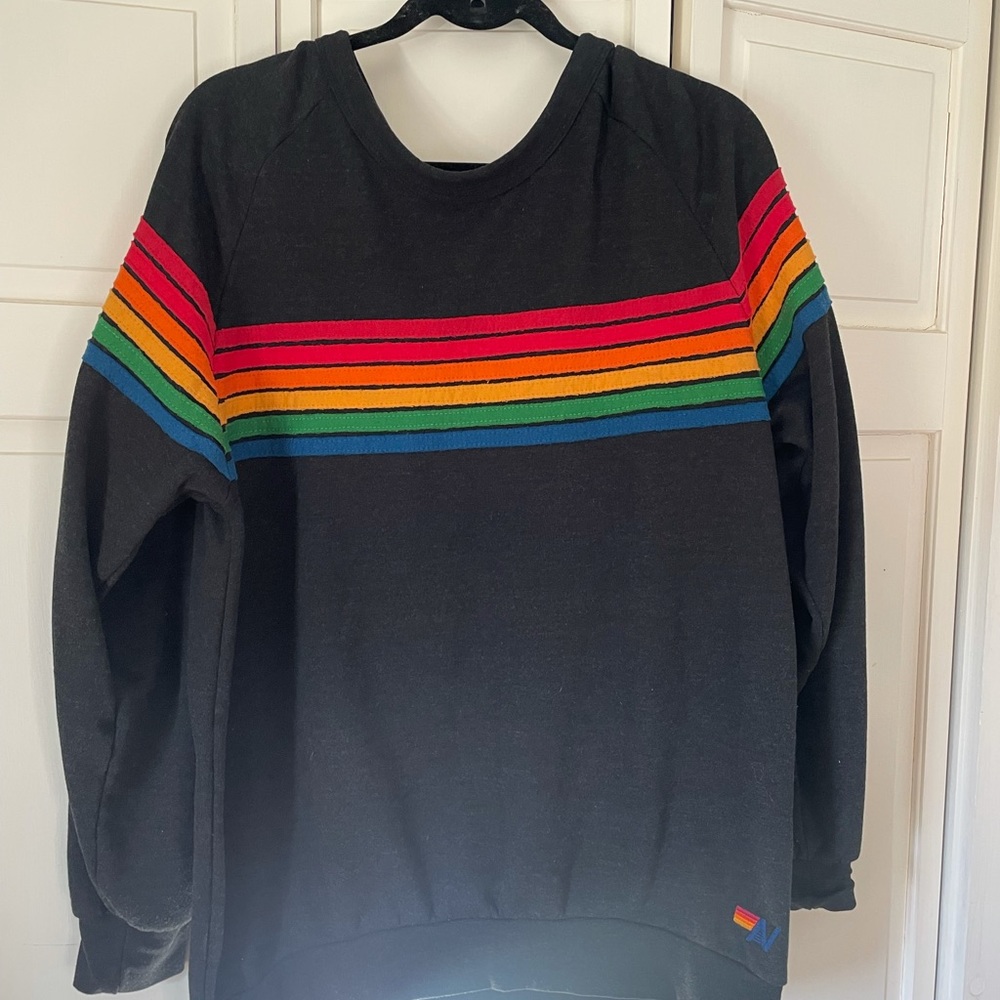 Aviator Nation Six Stripe Sweatshirt 2Xl Charcoal